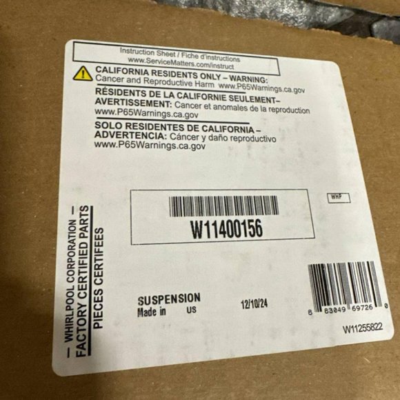 W11400156 Suspension Rod Kit BRAND NEW OEMWTW8120HW0 WTW8120HC0 WTW7120HW0